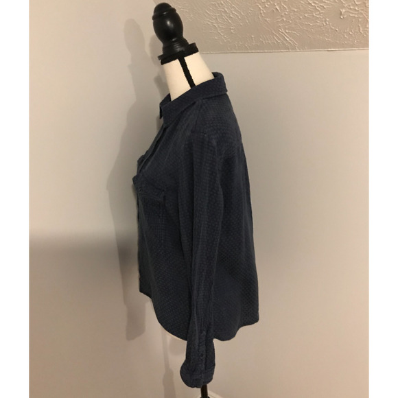 Anthropologie Pilcro Classic Textured Blue Buttondown Blouse - Size Small - Picture 3 of 10